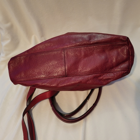B. Makowsky Deep Red Pebbled Leather Bag EUC Silver Hardware - Picture 13 of 16